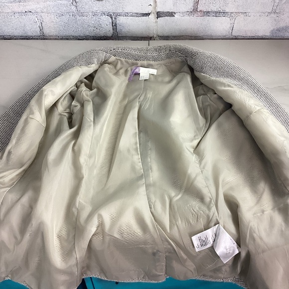 H&M Black and White Tweed Slim Fit Blazer Single Breast Women’s Fitted Blazer, 8 - Picture 6 of 8